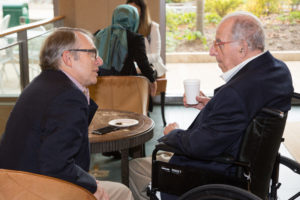 David Hoffman and Frank Sander sitting together talking